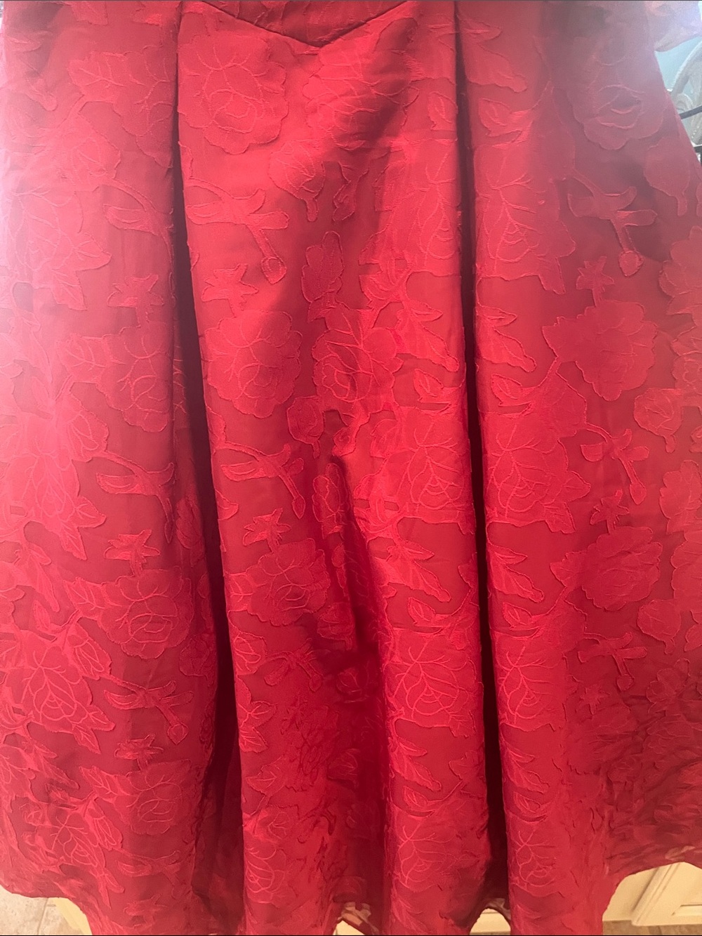 Azazie Amalie Ganache A-Line Pleated Floral Burnout Dress - Picture 4 of 10